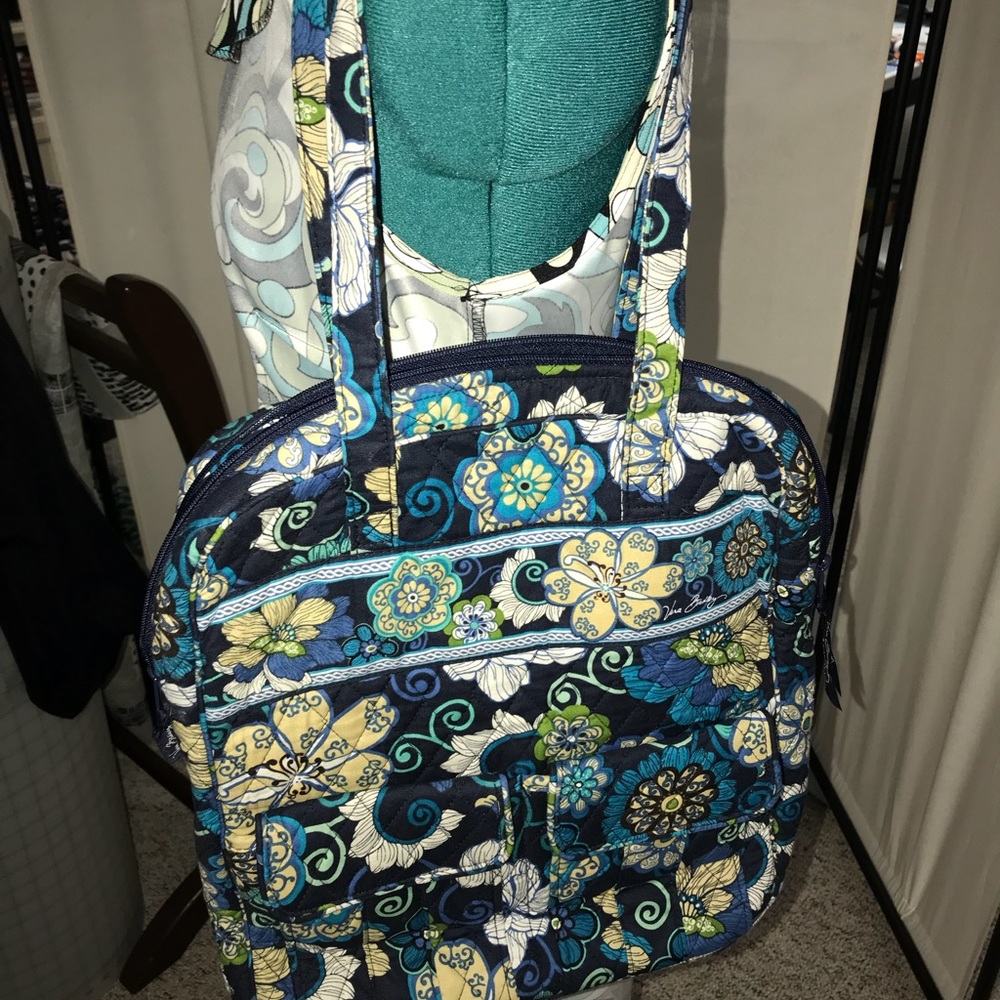 Tall Vera Bradley zip tote mod floral blue